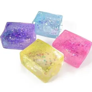 4pcs Squishy Jelly Fidget Toy,Plastic Slow-Expanding Blue Coconut Oil Hand-Squeezed Ball,Perfect Stress-Relief Toy & Party Filler, Ideal Holiday Gift, Fun Cute Present, Stress Relieving Accessory