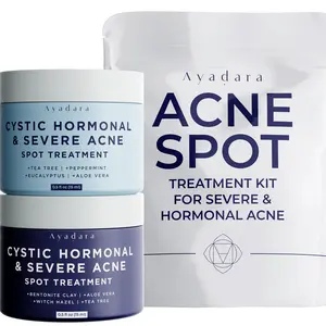 Ayadara Acne Spot Treatment Kit for Severe & Hormonal Acne - Warrior One & Warrior Two - Plant-Based Formula with Aloe Vera, Charcoal, and Clay - Cruelty-Free, Paraben-Free, Sulfate-Free - USA Made Blemish Clear