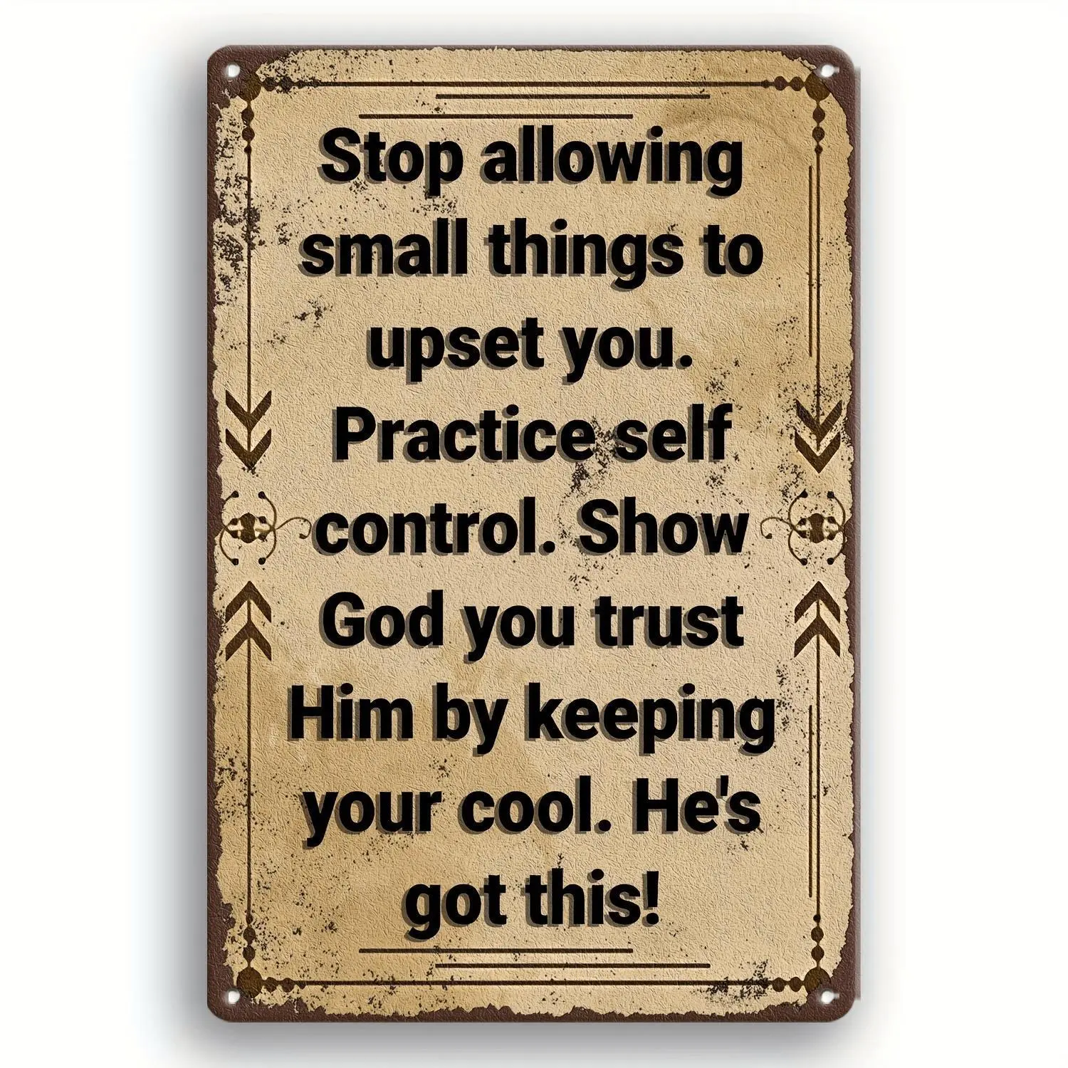 1pc Art Deco 2D Flat Metal Decor Sign - "Keep Calm and Trust in God" Vintage Inspirational Wall Hanging Plaque, Durable PVC Tin Artwork, Multipurpose for Home, Garage, No Electricity Needed