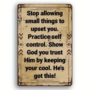 [Vintage Inspirational Quote] 2D Flat 1pc Art Deco Style Metal Sign Keep Calm and Trust in God - Vintage Inspirational Quote Wall Hanging Plaque for Home, Bar, for Man Cave, Garage, Garden - Durable Tin Artwork, Multipurpose Use, No Electricity Needed