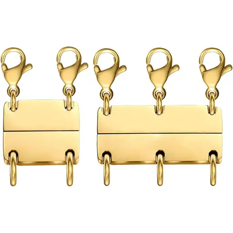 Magnetic Necklace Clasp for Layering,2 & 3 Strand Necklace Separator,Multi Necklace Connector for Layered Jewelry,Gold and Silver Tone