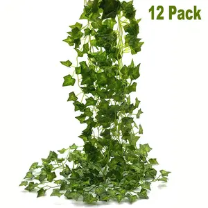 12-Piece Artificial Ivy Decoration Set, Realistic Hanging Plants, Fake Greenery Leaves, Ideal for Bedroom, Home, Garden, Wall Decor, Wedding