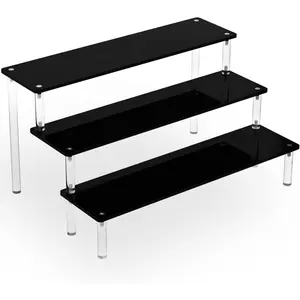 Black Perfume Shelf Display Stand, 3 Tier Acrylic Display Stand, Perfume rack, Perfumes Figurines Display Stand and Perfume Organizer