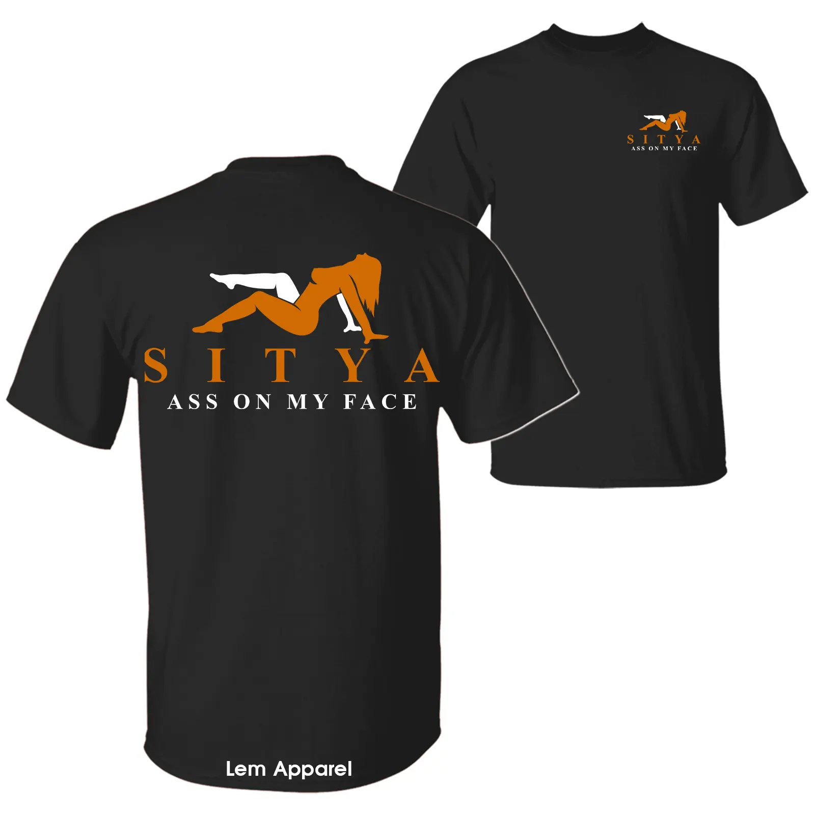 SITYA Ass on My Face Parody Logo Funny Quote T-Shirt, Sarcastic Humor 2 Sided Graphic Design Unisex Cotton T-shirt for Men for Women Menswear Womenswear Top