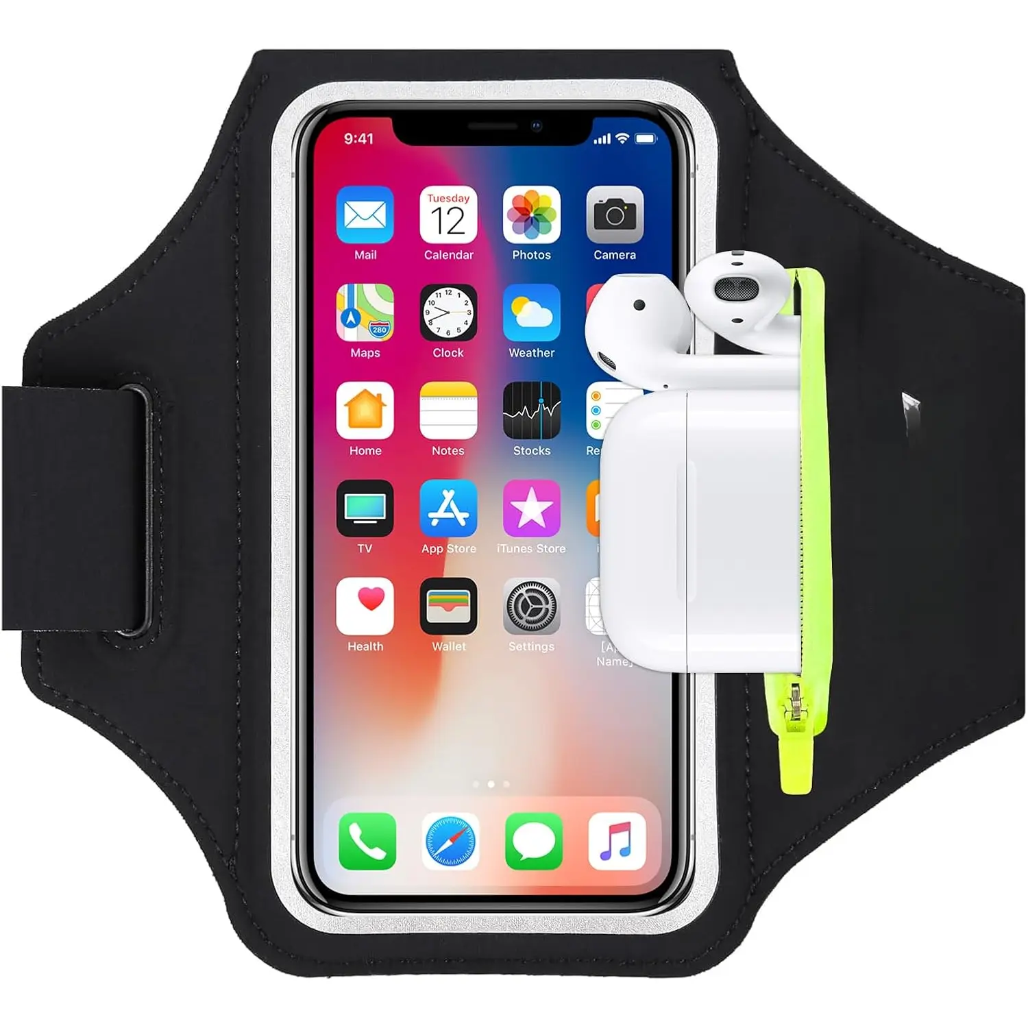 Running Armband with Earphone Bag Cell Phone Armband for  16 15 Pro 14 Plus 13 11 XR XS, Galaxy S24/S10 Water Resistant  Phone Holder Case & Zipper Slot  Key Holder for 6.7 inch Phone