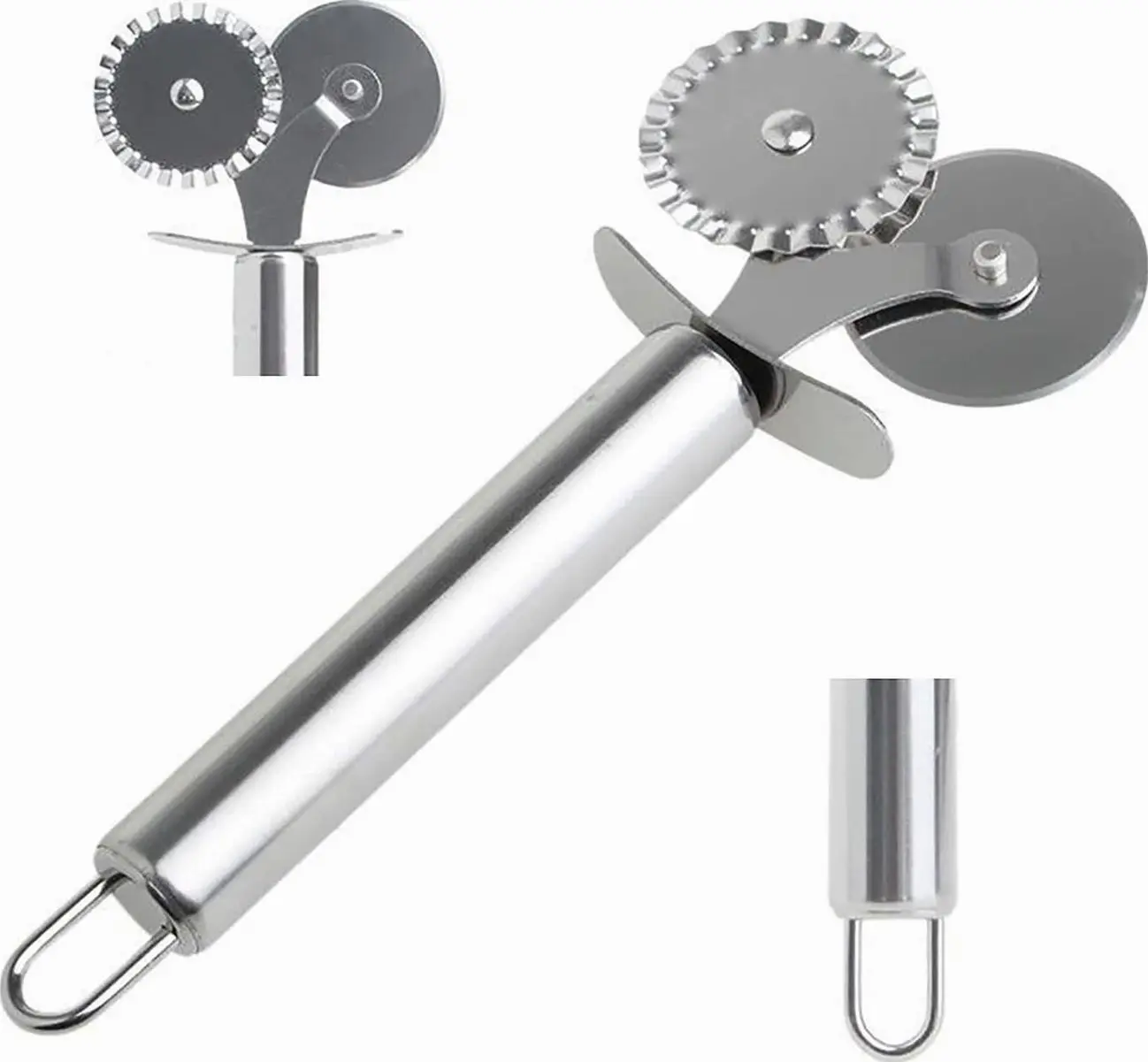 Pastry Wheel Cutter, Stainless Steel Double Roller