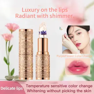 Crystal Color-Changing Petal Lipstick for Women Moisturizing Long-Lasting Non-Sticky Lip Balm with Temperature Sensitive Color Change