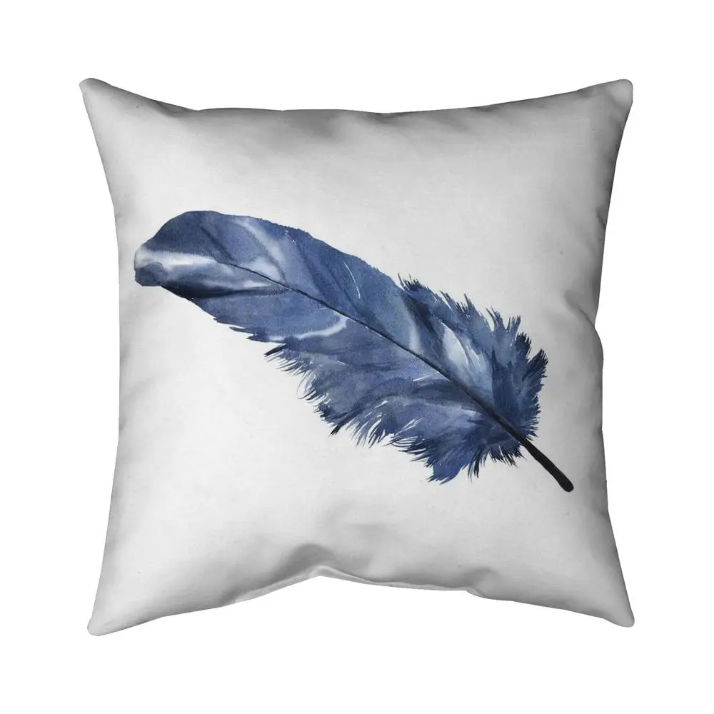 Begin Home Decor 5541-1616-AN428 16 x 16 in. Blue Feather Blue Bohemian Pillow - Bedroom Home Decor