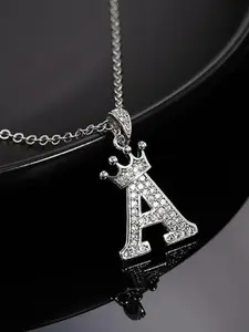 Crown three-dimensional letter pendant necklace with diamond, Diamond initials necklaces, Exquisite jewelry gift, Iced out jewelry, suitable for multiple scenes, king necklace, queen necklace, perfect gift for girlfriend, wife, mother