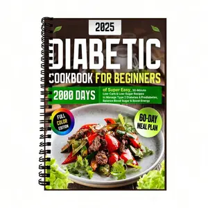 1 Notebook, Diabetes Low Carb Snack List and Diabetes Recipe Planning Theme, with Diabetes Plate Method and Diabetes Three Meals Multi-type Recipe Inner Page, 5.5 * 8.3 inches