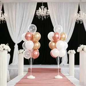 High-top balloon stand set with water-filled base (includes 24 balloons). Featuring large reusable plastic column bases, it is ideal for decorations at weddings, New Year celebrations, Valentine's Day parties and balloon arch arrangements.