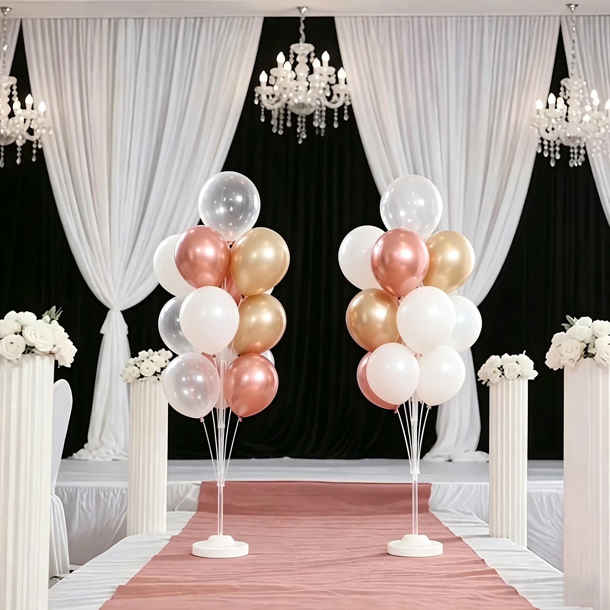High-top balloon stand set with water-filled base (includes 24 balloons). Featuring large reusable plastic column bases, it is ideal for decorations at weddings, New Year celebrations, Valentine's Day parties and balloon arch arrangements., One Balloon St
