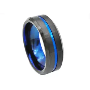 Blackjack Men's Black & Blue Plated Tungsten Ring BJRT11BL