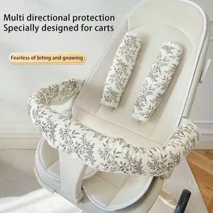 3-Piece Baby Newborn Stroller Guard Gloves Set, Washable Bite-Proof Handrails Pads, Universal Fit, Stylish Print Design, Infant Carriage Protection