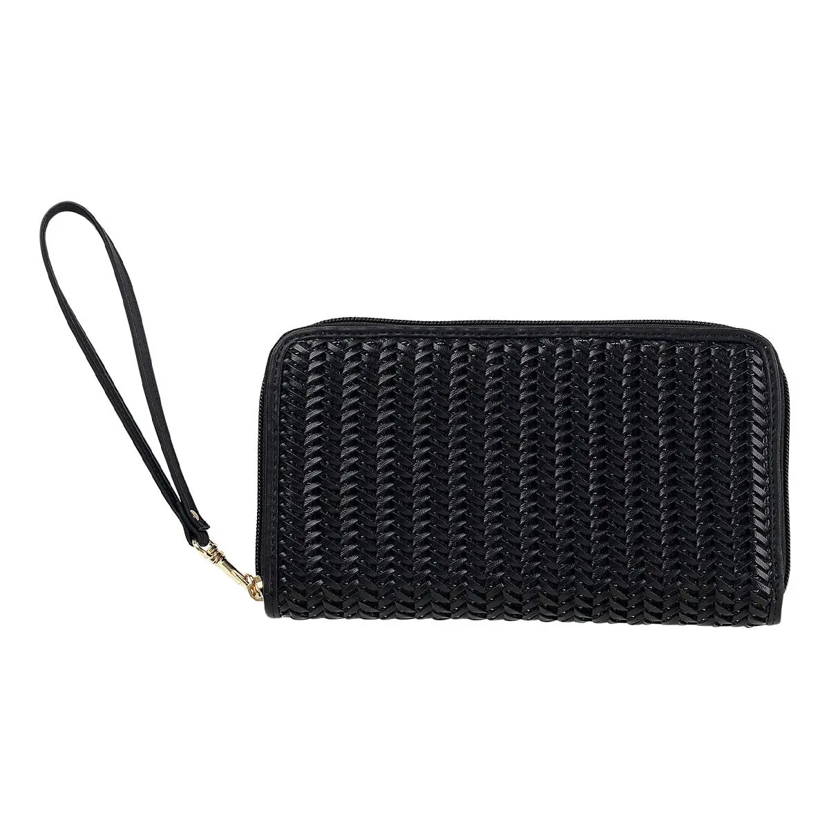 Viv&Lou® Black Cameron Wallet Textured Vegan Leather Card Holder Wristlet #MA400VL-TBLK