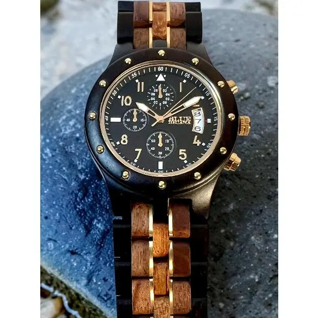Blue Iguana El Capitan | Ebony Wood Chronograph Watch