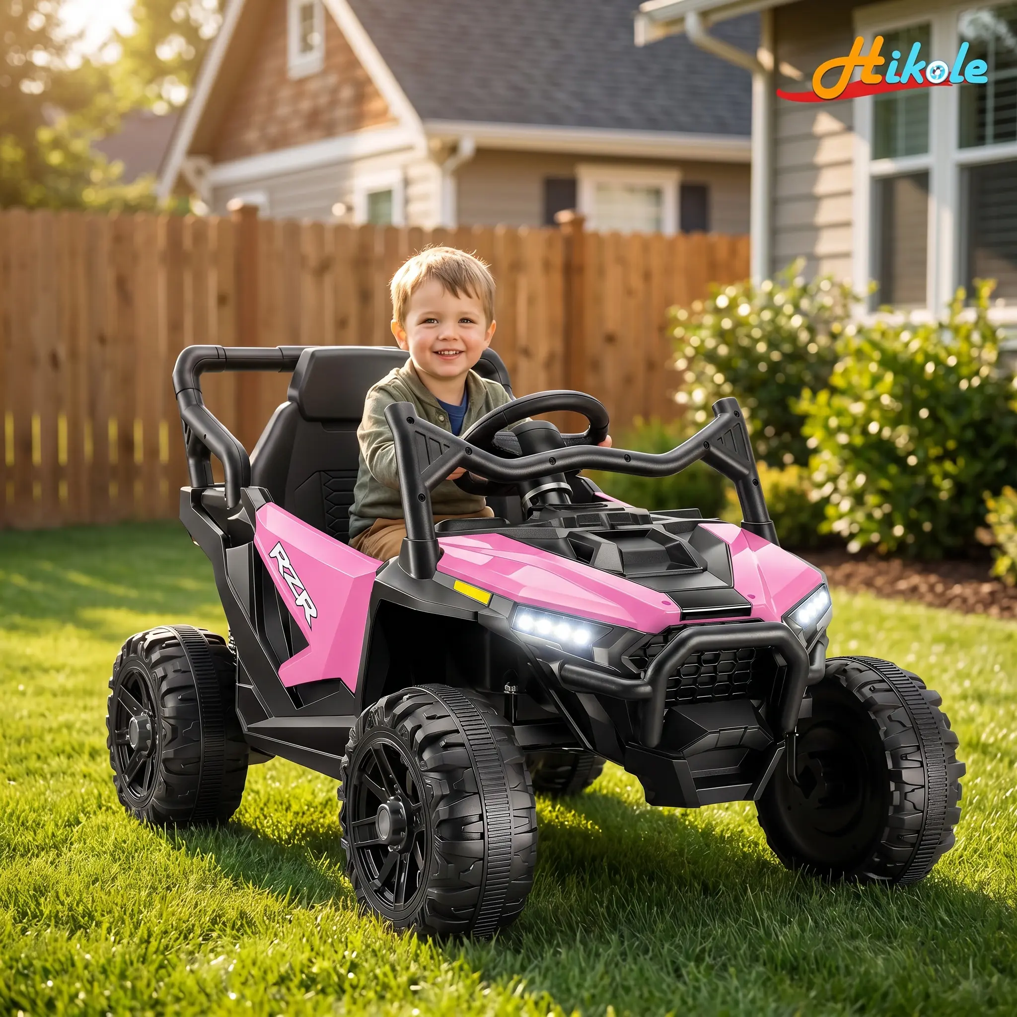 Hikole 24 Volt Ride On Toys for Boys，24V UTV Power Wheels with Remote Control for Parent，2WD/200W*2 Electric Car for Big Kids Gift，3 Speeds，Soft Start Shock，Bluetooth，Led Lights，Safety Belt,SummerVibes