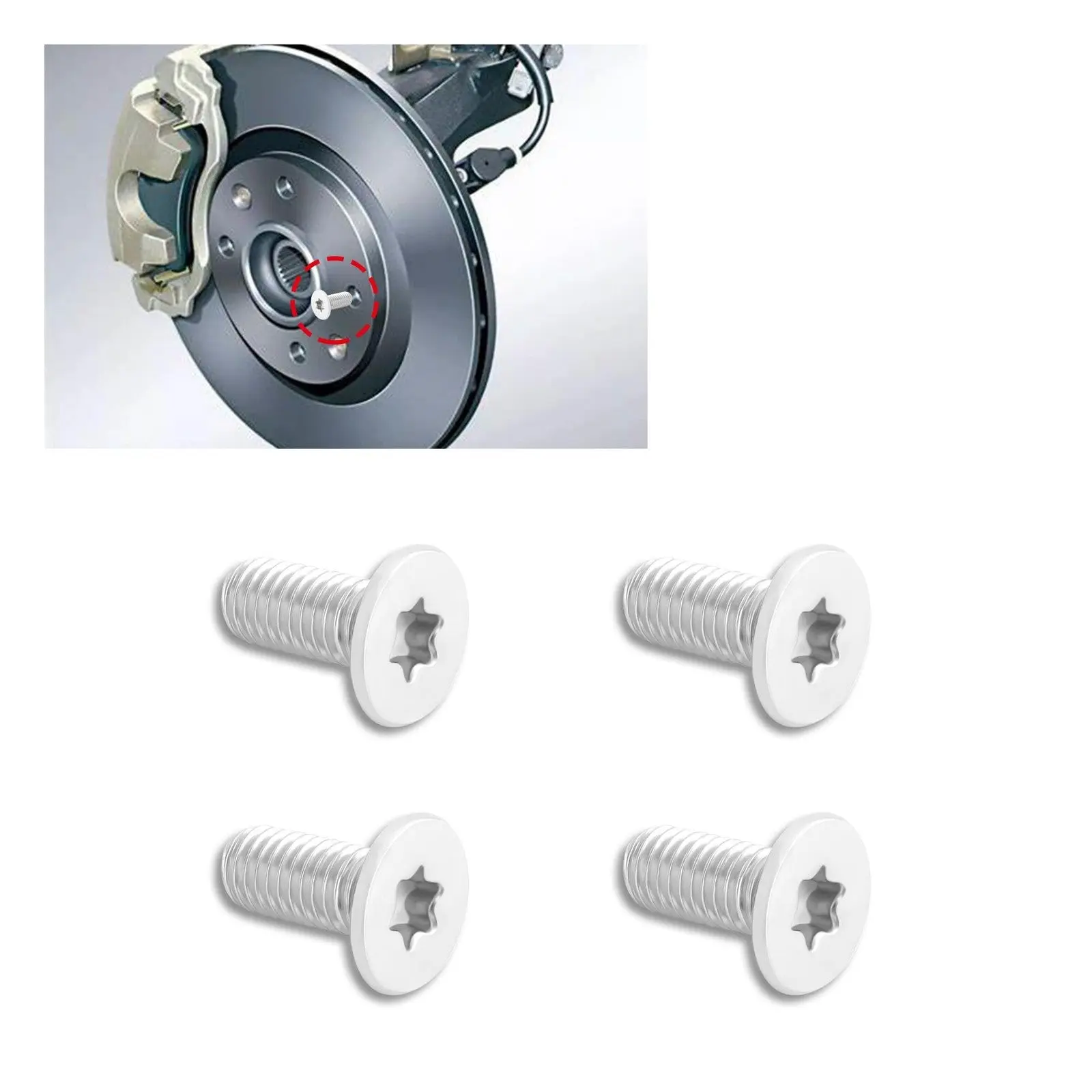 Set of 4 Brake Rotor Screw Replacements OEM#11609271, Stainless Steel Brake Components