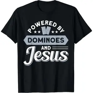 100 Percent Cotton Graphic Tee Featuring Classic Dominoes Inspired by Faith and Jesus Round Neck Short Sleeve T-Shirt for Women and Men