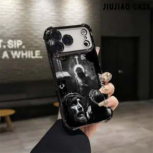 Christ Jesus Pattern Four-corner Drop-proof TPU Phone Case for iPhone 17 Pro Max Air iPhone 16 Pro Max 15 14 13 12 11 Plus Shockproof Full Camera Protection Durable Slim Silicone Case