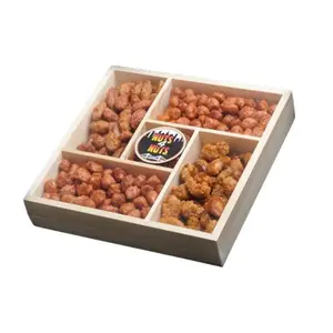 5-Compartment Wood Gift Box with Mixed Nuts