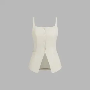 Cider [size 2-10] Square Neck Solid Button Vest