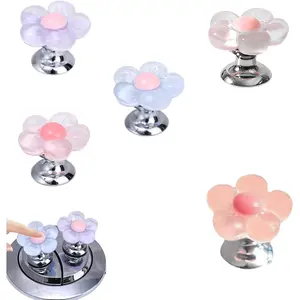 5PCS Multicolour Cute Flower Shaped Toilet Buttons Toilet Button Pusher for Nail Protection Toilet Seat Lid Lifter Accessories Toilet Push Tank Buttonss for Long Nail Aid Creative Toilet Accessory
