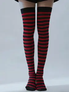 Striped over Knee Long Socks, Stylish Women's Fashion Footwear, Comfortable All-Season Wear, Perfect for Casual