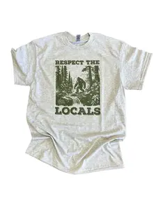 RESPECT THE LOCALS - Big Foot T-Shirt on Ash Gray
