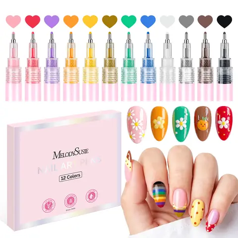 MelodySusie Nail Art Pens Set 0.5MM Nail Polish Pens for Nail Art, Nail Dotting Tool, Nail Art Marker, Drawing Maker Pen for Nail Design for Salon and DIY at Home #DealsForYouDays