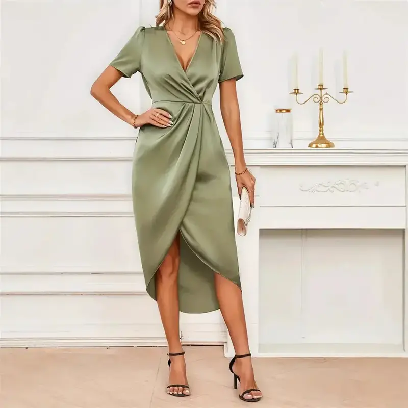 green wrap dress - TikTok Shop