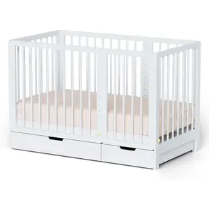 JOYMOR 8 in 1 Convertible Crib with Changer, Include 2” Mattress, Converts to Bassinet, Mid Crib, Full Size Crib, Daybed,Toddler Bed and Playard (Crib with Drawer)