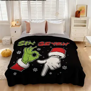 1 piece of funny Christmas theme blanket, green hair 67 hot stem Christmas snowflake element print soft and comfortable boys and girls bedroom living room sofa cover blanket Winter Blanket camping blanket Christmas gift