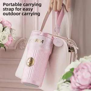 Elegant Gift Box Packaging 600ML Charm Coffee Tumbler for Women, Acid and Alkali Resistant Ceramic Lined Tumbler Safe for Coffee and Tea, Portable