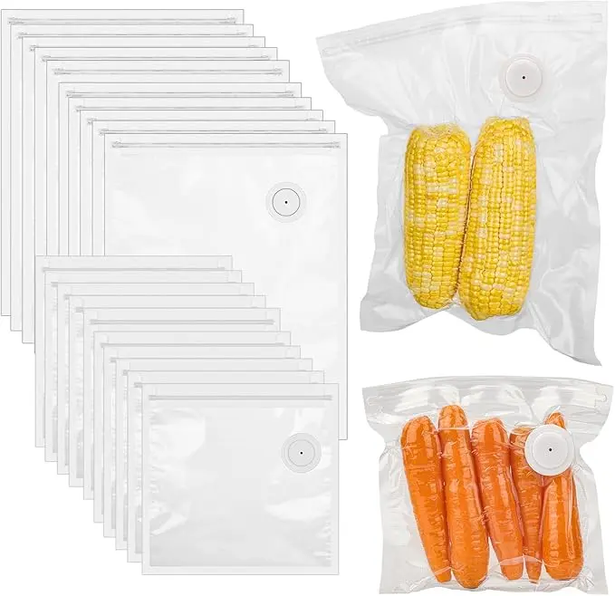 40-Pack Vacuum Sealer Bags with Air Valve – Reusable Sous Vide Food Storage Bags, 20 Large + 20 Small, BPA-Free for Freezer, Meal Prep & Sous Vide Cooking