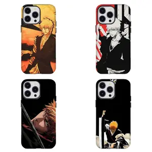 Manga Style Bleach Phone Case Black & White Ichigo Graphic Compatible for iPhone 17 16 15 14 13 12 11 and for Samsung S21-S25 Ideal Gift for anime Fans