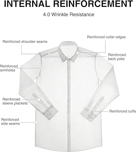 Alimens&Gentle Stain Shield Men's Mulberry Silk Dress Shirt, Long Sleeve Anti-Wrinkle Button Down Daily Men Top Summervibes
