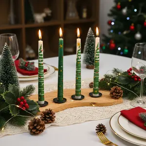 2 Pack Christmas Taper Candles 10 Inch Unscented Candlesticks with Holiday Icons for Table Decor Mixed Candle Warmer Lamp Classic Design Long Lasting Burn - Ornaments