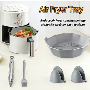 Air Fryer Accessory - Heat & Oil Resistant Silicon Tray(Grey set)
