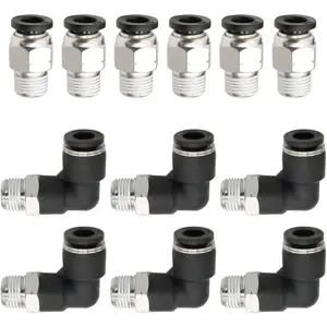 12 count Straight Push Release Connectors, Push to Connect Tube Fitting Tube Connect Fittings 1/8inch NPT Thread 1/4inch Tube OD