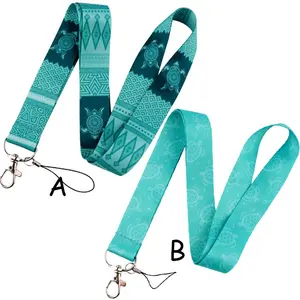 Turtle Pattern Neck Lanyard Keychain Teacher Necklace Strap for ID Card Holder Key Ring Office Accessories