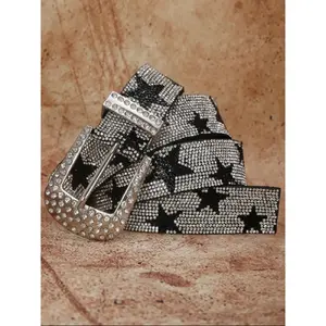 1pc Men Women Y2K Western Cowboy Cowgirl Belt, Luxury Fashion Punk Diamond Star Waistband, Daily Use Nightclub Rock Streetwear, Sparkling Western Belt, Western Buckle Belt
