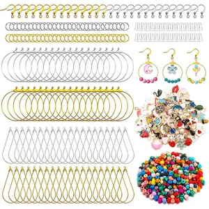 Earring Making Kit with 740 count Beading Hoop Earring Finding Component Accessories Hooks Jump Rings Loop Earring Backs Beads and Charms for  Making(740)