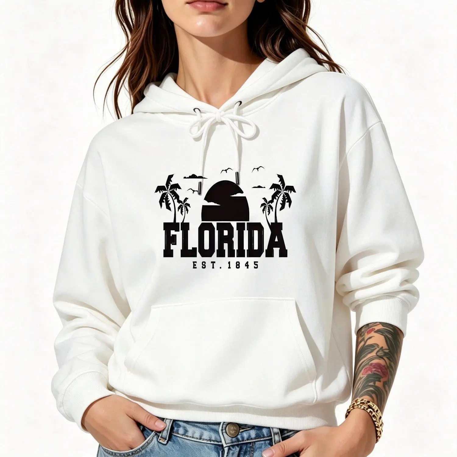 Men Hoodies Florida Florida Hoodies Florida Established 1845 Florida State Hooded Trendy Florida Gift Casual Pullover Streetwear Vintage Inspired