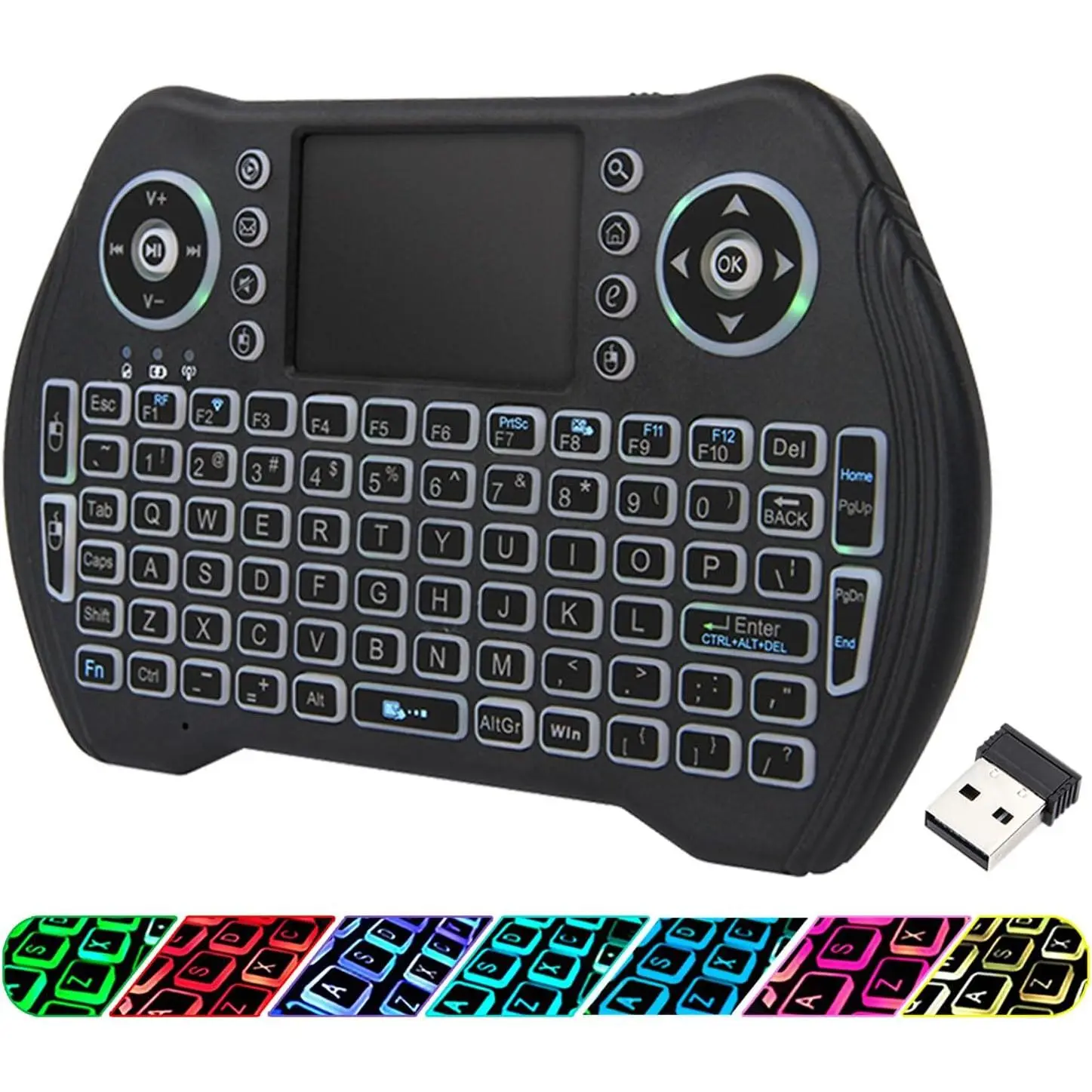 Backlit Mini Wireless  Touchpad Mouse Combo with Rechargable Li-ion  Multi-Media Keys, Handheld  for Android TV Box, Smart TV, X-Box, PC, Android Windows Linux MacOS