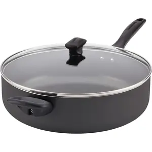 Nonstick Jumbo Cooker/Saute Pan with Helper Handle - 6 Quart, Black