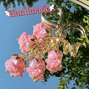 Handmade Pearl Rose Keychain – So Shiny & Unique!