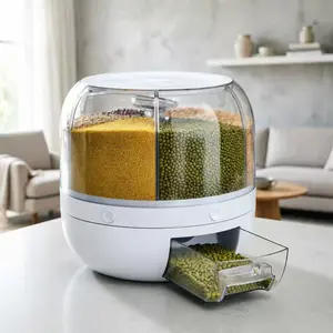 Home storage necessity | Rotatable and sealed rice bucket, suitable for various kitchen layouts Rotating Multi-Grid Grain jar