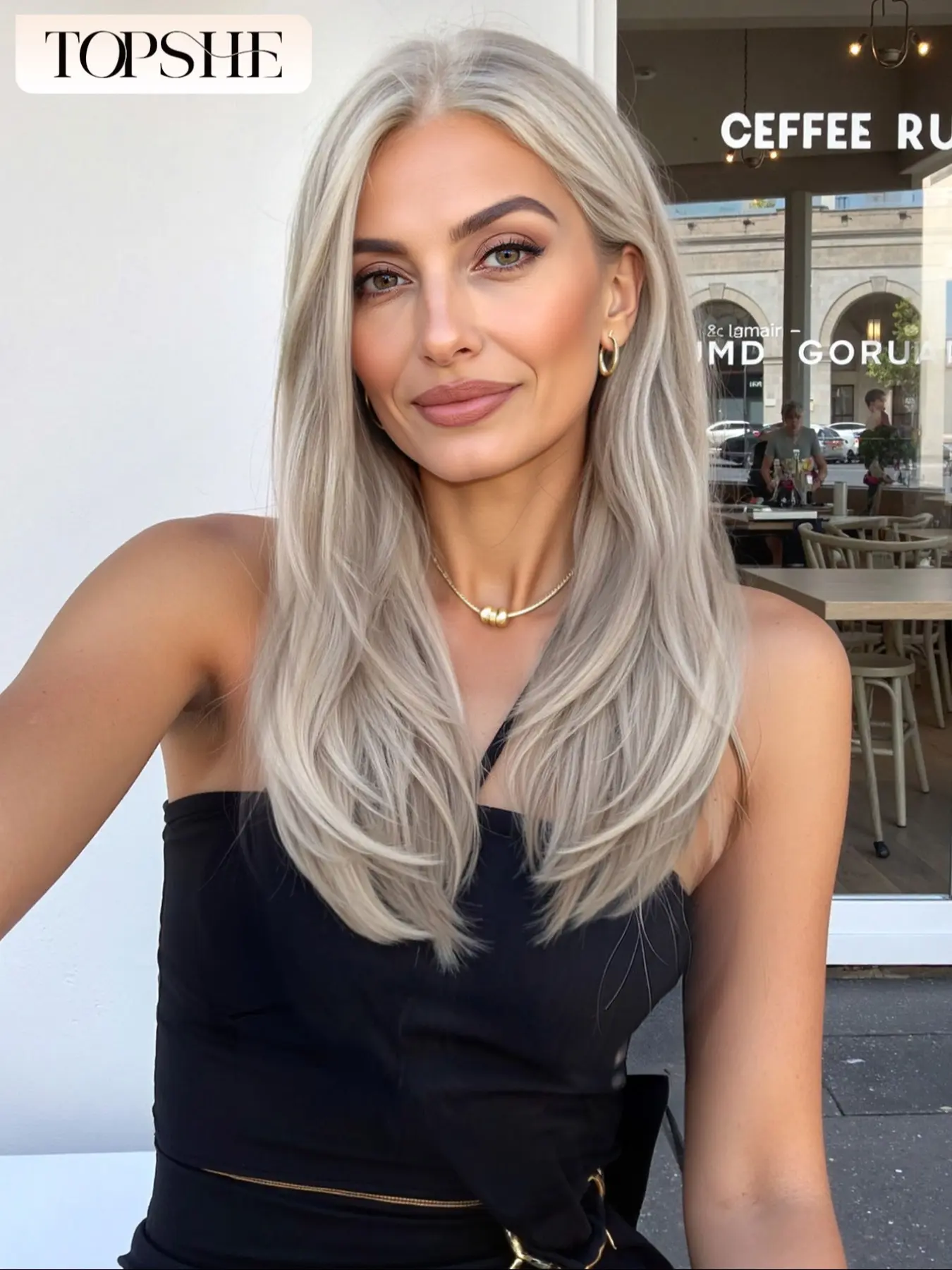 Topshe Lace Front Synthetic Material Glueless HD Wigs 22 Inch Straight Wigs, Pre-cut Design for Easy Styling, Kel & Permatease Technology for Natural Look, Lace Frontal Wigs