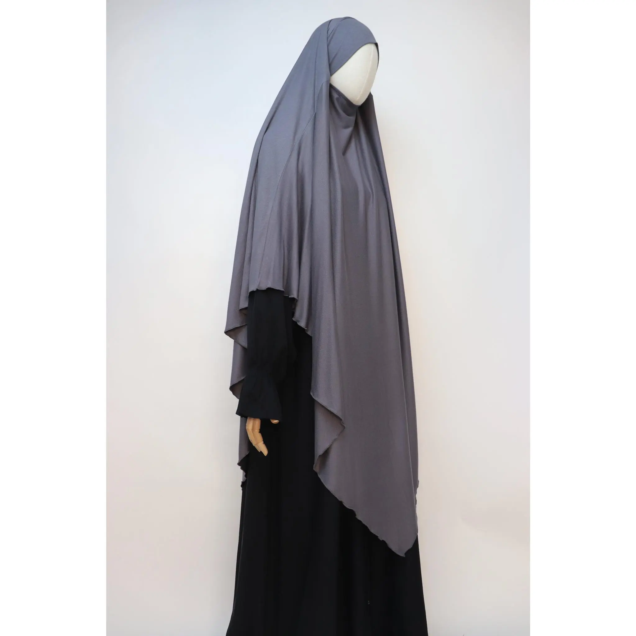XL Ribbed Jersey Tie Back Diamond Khimar - Gray